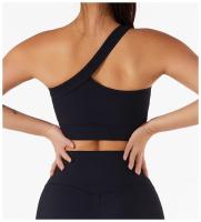 Alo yoga chaleco sujetador de un hombro cojín antichoque entrenamiento de fitness lencería para mujeres deporte honda - details 10