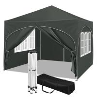 Gazebo plegable de 3x3m, con 4 paredes laterales, tienda de fiesta regulable en altura, gris - details 4