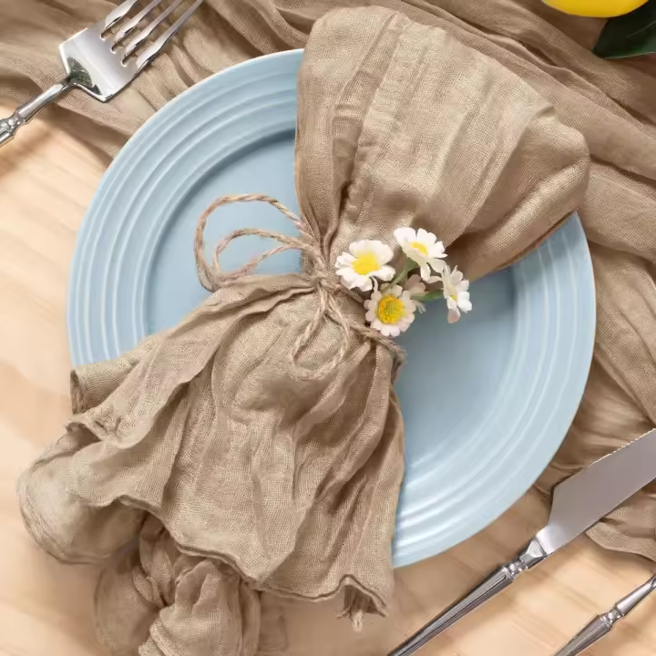 Set de 12 Pañuelos de Mantel de Queso de Gasa Pañuelos de Mesa de Cena para Hogar, Boda, Día de San Valentín, Evento Hecho en China - 1