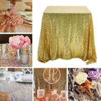 Mantel de Fiesta de Brillo de Lentejuelas Tela de Rosa Dorada con Sier de Poliéster para Boda, Cumpleaños, Banquete en Casa - details 32