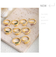 Conjunto de anillos de circón brillante geométrico elegante, joyería portátil de acero inoxidable 316L con hoja de arce - details 8