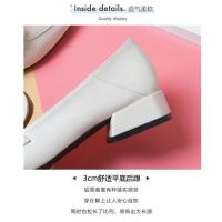 Cabeza cuadrada boca poco profunda, tacón grueso, suela suave, mocasines de aumento de altura, interior para mujer - details 3