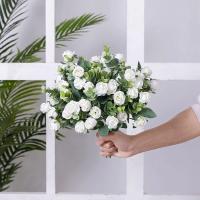 Rosa de seda Artificial de 10 cabezas, ramo de eucalipto y peonía blanca simulada, decoración de boda, flores falsas, decoración de jardín y hogar - details 3