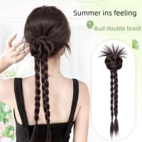 Peluca con moño de flores sintéticas, extensiones de cabello con Clip, trenza torcida, cola de caballo, moño rizado Natural y esponjoso - details 15