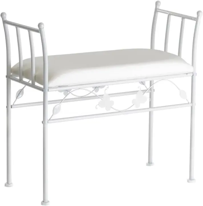 Banqueta pie de Cama de Metal Blanca de 64x68x30 cm - 1