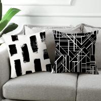 Funda de almohada cuadrada de arte geométrico abstracto blanco y negro para sofá de casa, 4 Uds. - details 1