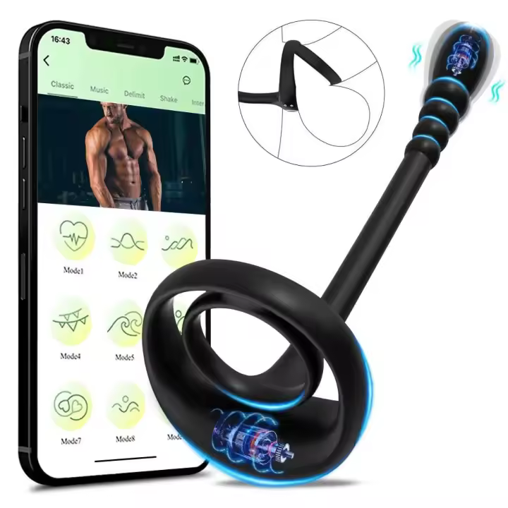 Anillo vibrador con Control de aplicación remota para hombres, masaje de testículos, estimulador de próstata, tapón Anal, masturbador, juguete sexual para adultos - 1