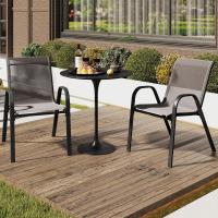 4 Sillas de Exterior, Silla de Comedor Apilable con Marco de Acero con Reposabrazos y Respaldo, 56 x 70 x 84 cm - details 6