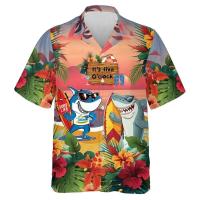 Ropa de playa hawaiana para hombre con estampados de animales interesantes, camisa con cuello de surf Aloha, vacaciones, manga corta, Hola - details 11