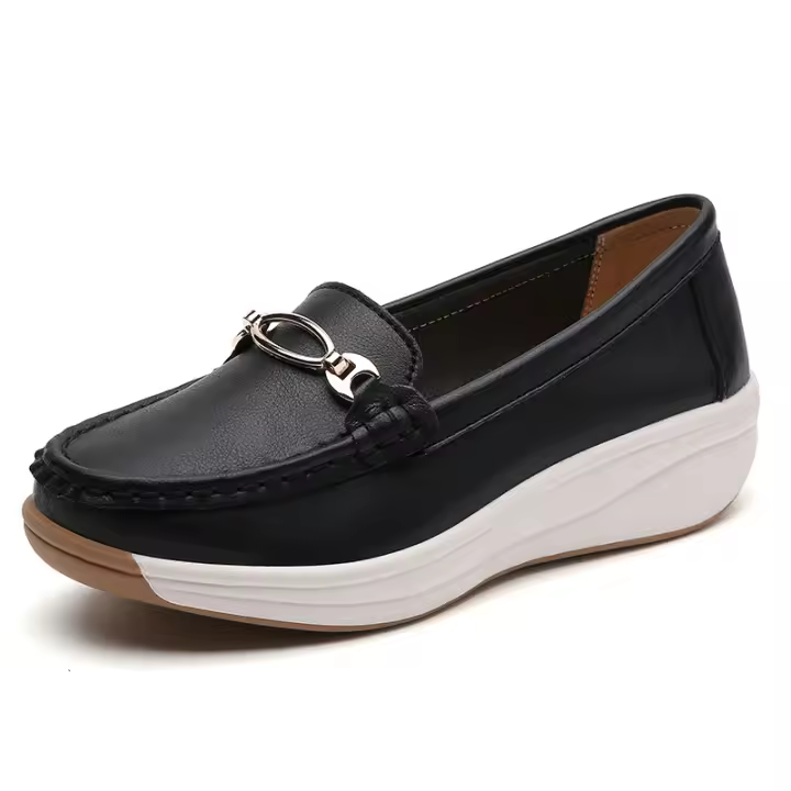 Mocasines clásicos de cuero cómodos para mujer, zapatos planos informales sin cordones, planos ligeros para caminar, zapatos de trabajo diario - 1