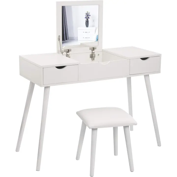 Escritorio moderno para computadora con espejo mesa de maquillaje plegable - 1