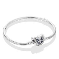 Pulsera de plata de ley 925 con forma de corazón y mariposa para mujer, brazalete de cadena de seguridad, compatible con abalorios originales, joyería - details 40