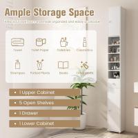 Armario de Baño Alto, Columna Auxiliar para Almacenamiento de Baño, con 2 Armarios y 1 Cajón, Organizador Armario Estrecho 20 x 20 x 180 cm, para Inodoro, Oficina - details 6