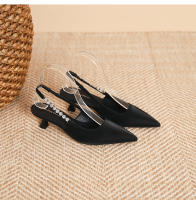 Xiaoxiangfeng correa de cadena puntiaguda tacón medio zapatos individuales - details 28