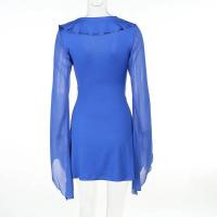 Vestido Bandage de manga larga de malla para mujer, minivestido Sexy con cuello con cuentas y volantes, fiesta y noche en la playa Tre 2023 - details 19