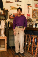 Sudadera en blanco para hombre, color morado veneciano, con inserción en V, 100% algodón, liso - details 5