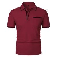 Camisetas transpirables de manga corta para hombre, polo ligero de color sólido, top básico suelto de moda con bolsillos, verano - details 8