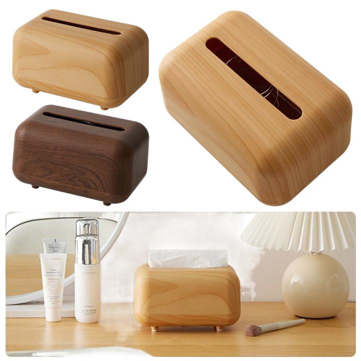Caja de pañuelos con resorte interior, dispensador de servilletas de gran capacidad, caja de almacenamiento de pañuelos, soporte de caja de papel de grano de madera de plástico, 1 Uds.