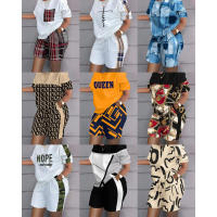 Conjunto de dos piezas estampado de manga corta para mujer, primavera verano - details 1