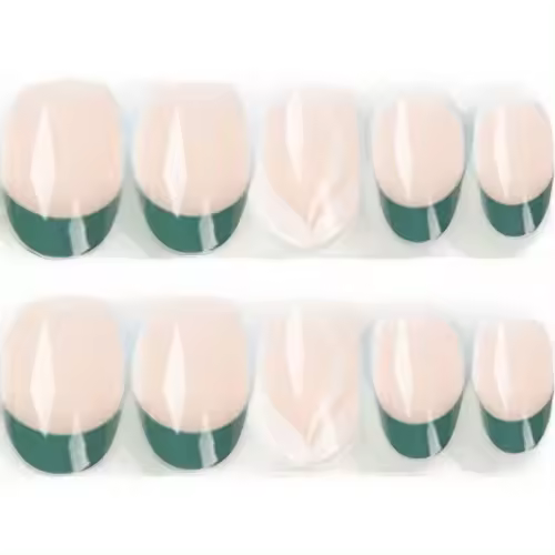 24 uñas postizas adhesivas con punta verde, uñas postizas acrílicas de cobertura completa, extraíbles y con pegamento, accesorios para decoración de uñas para mujeres y niñas. - 1