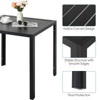 Mesa de comedor al aire libre Mesa de patio de láminas de aluminio y grano de madera resistente a la intemperie, 75x75x73cm rectangular de jardín para patio trasero - details 6