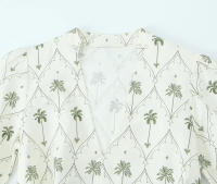 TRAFZA-vestido plisado de manga corta para Mujer, ropa informal con estampado de lazo, elegante, estilo bohemio, con cuello en V, para verano - details 3