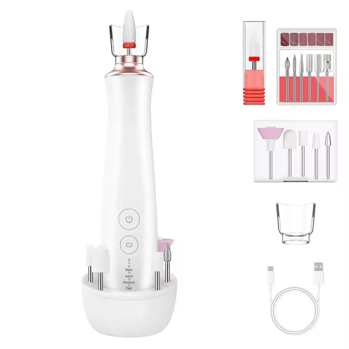 Taladro eléctrico profesional para uñas, Kit de manicura y pedicura portátil con soporte, juego de limas de uñas eléctricas inalámbricas, 5 velocidades - 1