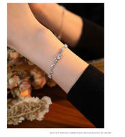 S999 Pulsera con lazo de circón brillante, joyería de plata pura, ligera, versátil, elegante y dulce para chica - details 3