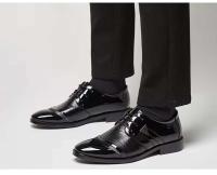 Türkiye erkek deri ayakkabI estilo hecho a mano clásico vestido de cuero negro zapatos Oxford para hombres - details 5