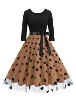 Elegante Vestido de Malla Bordada de Rosa Vestido de Fiesta de Otoño con Cinturón - details 7
