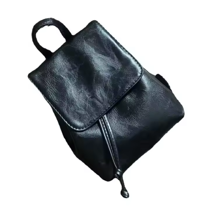 Mochila con solapa y cordón de cuero PU para mujer, bolso de hombro de gran capacidad a la moda, estilo coreano, Color sólido, para libros escolares - 1