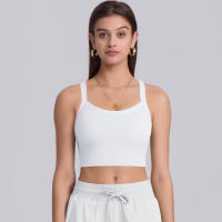 Hamidou-Sujetador deportivo de nailon para mujer, camiseta sin mangas de Color sólido, transpirable, de secado rápido - details 1