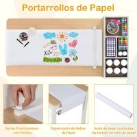 Juego de mesa de arte y actividades para niños, mesa de manualidades con 2 sillas, rollo de papel, estantes y 4 cestas de tela, para niños en la sala de juegos (gris) - details 12