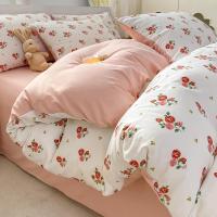 Conjunto de Cama Floral Retro Coreano Sábanas de Algodón Lavado 100%, Funda de Edredón Suave, Funda de Almohada - details 24