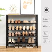 Zapatero, Zapatero de 6 Niveles, Estantería para Zapatos, Estantes de Malla Ajustables, para Entrada, Pasillo, Dormitorio, Estructura Metálica, Marrón Rústico y Negro - details 21