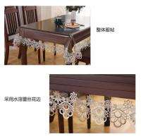 Mesa de comedor bordada para café, té, hule impermeable, tapete rectangular, cubierta de mesa de PVC transparente para exteriores - details 7