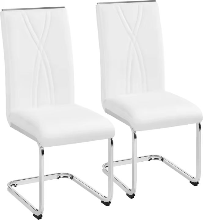 2PCS Sillas de Comedor Voladizas Sillas de Cocina con Respaldo Alto Patas Metálicas Diseño Moderno para Salón Oficina Dormitorio Blanco - 1