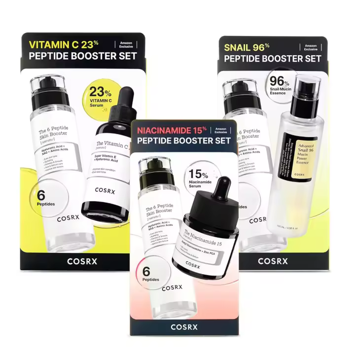 COSRX Sets de regalo, niacinamida 15% suero mucina de caracol 96% esencia vitamina C 23% y suero peptídico, juego coreano para el cuidado de la piel, medias - 1