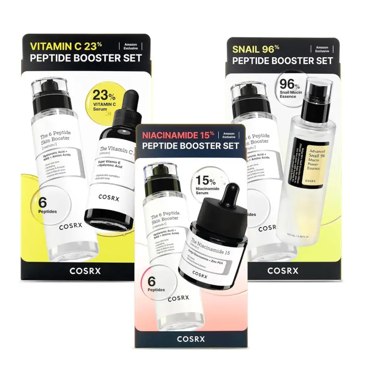 COSRX Sets de regalo, niacinamida 15% suero mucina de caracol 96% esencia vitamina C 23% y suero peptídico, juego coreano para el cuidado de la piel, medias - 1