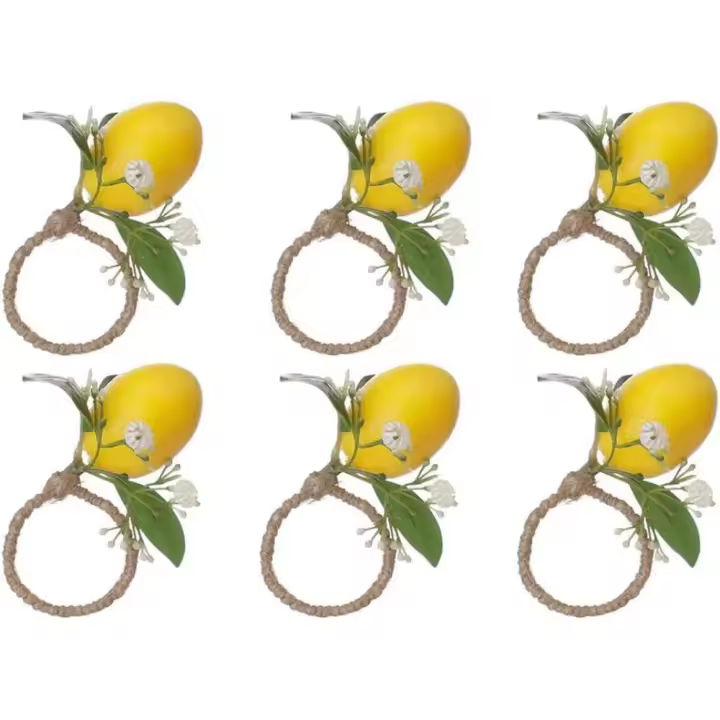 Juego de 6 servilleteros con forma de Limón y Hojas de Parra para decoración de mesas de comedor, banquetes, Bodas, cumpleaños y Navidad - 1