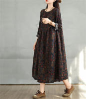 Vestido Floral de Algodón Vintage Moda Casual para Mujeres Primavera Otoño - details 41
