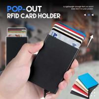 Cartera inteligente Anti RFID para hombre, portatarjetas de crédito, identificación, Metal, delgada, bloqueo de aluminio, billetera protegida, pequeña funda para tarjeta bancaria - details 0