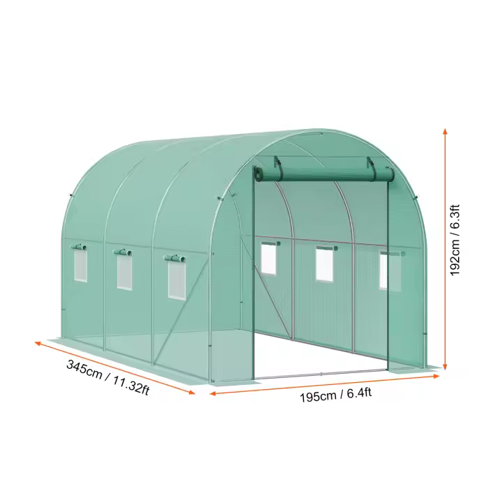 SucceBuy Invernadero con túnel para caminar, túnel para invernadero con casa de aro, casa caliente para plantas con marco de acero galvanizado, cubierta de PE verde - 1