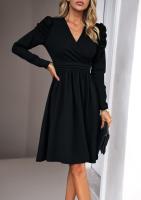 Elegante V-cuello Vestido para Mujer Color Sólido de Alta Calidad Estilo Retro Casual Moda Femenina - details 8