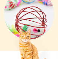 Jaula de juguete para gatos ratón plumas coloridas jaula de alambre pintada jaula de juguete para gatos ratón, juguete para gatos - details 7