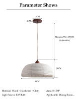 LEFANGXING Lámpara de Dinería de Tela Retro Estilo Wabi-sabi para Dormitorio, Tienda de Ropa, Sala de Estar Luz de Alumbramiento de Lino y Algodón Zen Crema - details 10