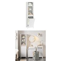 SoBuy Armario de Baño Mueble Baño Auxiliar Organizador con 1 Comportamiento Abierto y 2 Puertas 70 x 35 x 90 cm Blanco BZR121-W ES - details 10