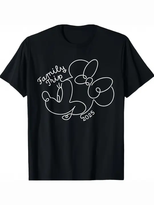 Camiseta con dibujo de viaje familiar y vacaciones 2025, regalo para papá, manga corta con cuello redondo suave y cómoda, 230g - 1