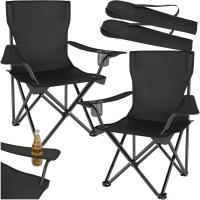 Sillas Plegables de Acero para Camping Resistentes, Soporte para Bebida, Uso Exterior, Terraza y Picnic Negro - details 0