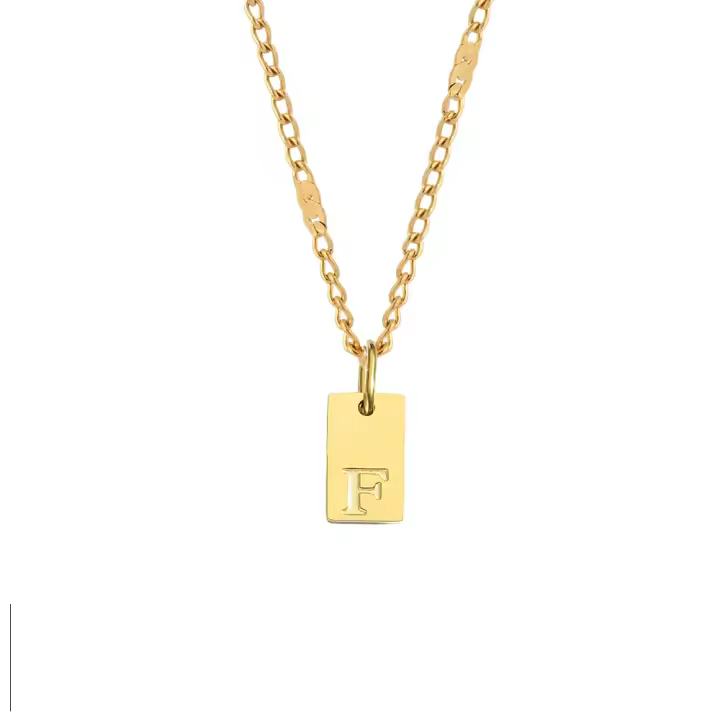 Collar de acero inoxidable dorado para mujer, joyas colgantes con letras - 1